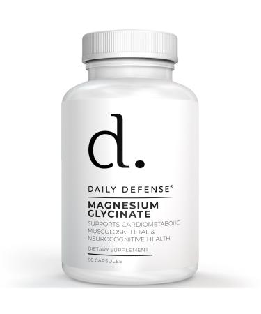Daily Defense Magnesium Glycinate 200mg Chelated Magnesium Bisglycinate for Muscle Relaxation Restful Sleep Heart Health & Metabolism Support 90 Capsules Made in USA