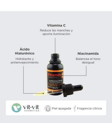  Diet Esthetic Vitamin C Serum with Hyaluronic Acid & Niacinamide Reduces Spots & Brightens Skin Vegan Moisturizing Serum 30ml Vit Vit Cosmetics - Buy Online on GoSupps.com