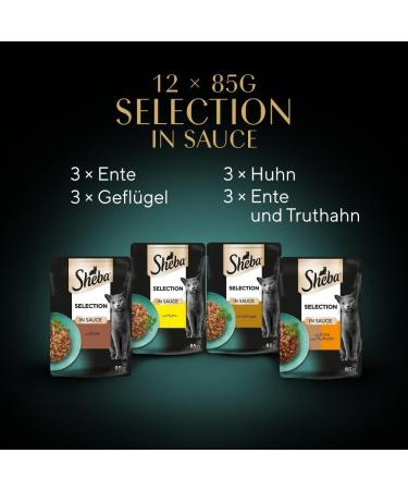 Sheba Selection in Sauce Cat Food - Poultry Variation for Adult Cats - 48 Portion Bags (4 Pack x 12 x 85g) - Premium International Shipping - Buy Online on GoSupps.com