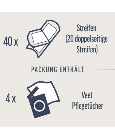 Veet Cold Wax Strips for Sensitive Skin - Easy-Gel Wax Technology for Legs & Body - 40 Pieces (20 Double Strips) - Buy Online on GoSupps.com