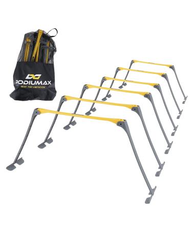 PodiuMax Portable Height Adjustable Sports Training Hurdle, Lightweight, Innovative Foldable Design, Collapsible Safe, 6 per Pack