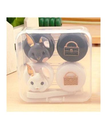 Owlkay lentil storage container contact lens container mini box container 2 pair of contact lens container set flower contact lens box container for lentils travel glasses accessories (color: b) (color: b)