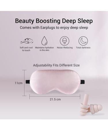 LaCourse 100% Natural Mulberry Silk Sleep Eye Mask for Women | Adjustable 19 Momme Organic Silk | Pink with 4 Pairs Ear Plugs - Buy Online on GoSupps.com