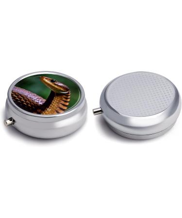 Portable 3 Compartment Pill Box with Cobra Snake Print | Travel Pill Organizer for Handbag & Pocket - Buy Online on GoSupps.com