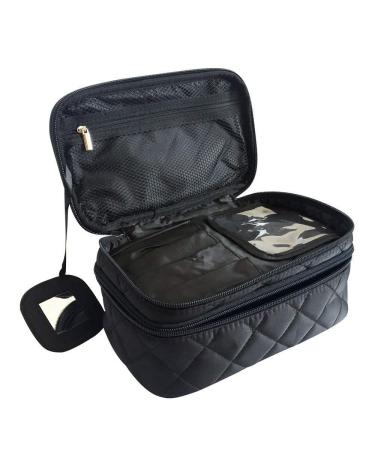 Cosmetics bag onegenug makeup bag make -up bag cosmetic bag 23 * 10 * 14 cm size M double layer with mirror for women black