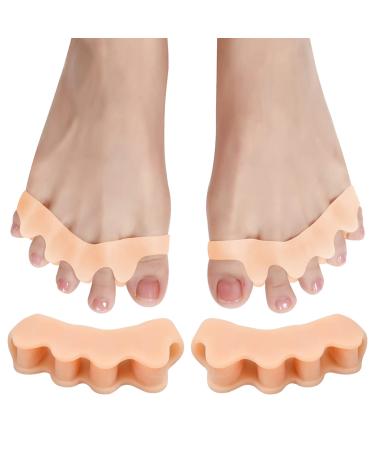 emperoch 2 pairs of silicone toe spreaders toe protection hallux valgus correction toe separator 7 x 1.5 cm (nude)