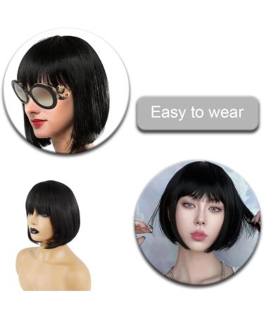 Black Bob Wig with Fringe - Short Synthetic Hair Wig for Women | Perfect for Parties, Cosplay & Costumes - Buy Online on GoSupps.com