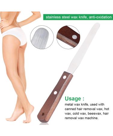 Durable Stainless Steel Wax Spatula | Reusable Metal Wax Applicator with Wooden Handle for Hair Removal - Buy Online on GoSupps.com
