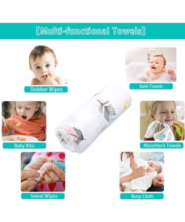 ALBOYI Organic Cotton Baby Muslin Washcloth | Soft Newborn Towel | Cartoon Print | 120cmX110cm | Swaddle Blanket | Shower Wipe - Feather Print | 1 Pcs - Buy Online on GoSupps.com
