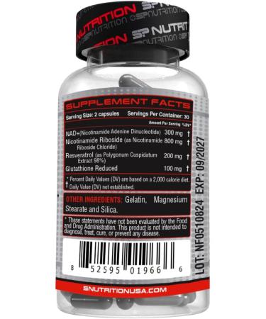 SP Nutrition NAD+ Revive Premium Nicotinamide Adenine Dinucleotide Supplement Supports Cellular Energy Metabolism & Healthy Aging 60 Capsules - Buy Online on GoSupps.com