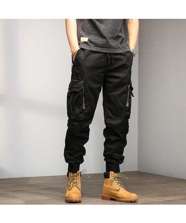GUOBIOZIY Men's Casual Joggers Sweatpants with Pockets | Elastic Drawstring | Workout Sweatpants - Black (Medium) - Buy Online on GoSupps.com
