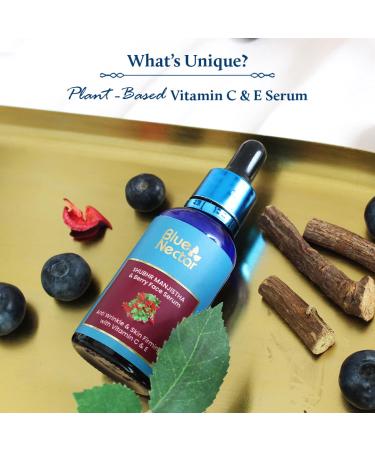 Blue Nectar Manjistha Vitamin C Face Serum - Anti-Aging & Skin Firming | Plant-Based Formula with 13 Herbs for Glowing Skin (1 Fl Oz - Buy Online on GoSupps.com