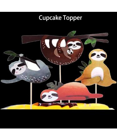 CATCYLUIS Sloth Cake Topper 4pcs Sloth Cupcake Toppers Creative Cute Decor Cake Insert Card for Birthday Party Festival - Buy Online on GoSupps.com