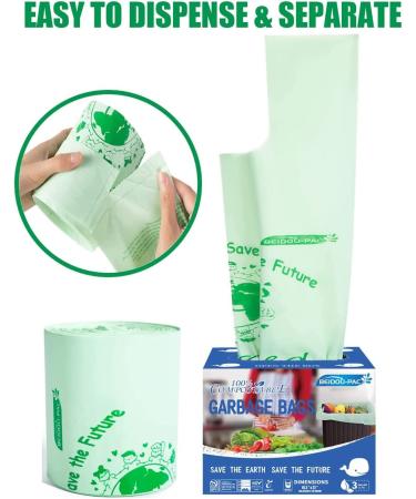 BEIDOU-PAC 3 Gallon Compostable Trash Bags - 100 Count | Biodegradable Kitchen Garbage Bags with Handle | ASTM D6400 & US BPI Certified | Food Scrap Waste Bags - Buy Online on GoSupps.com
