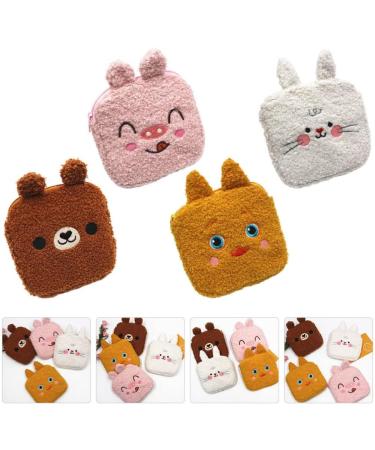 Plush Menstrual Pad Bag - 4pcs Sanitary Paper Pouches, Zipper Coin Purse and Makeup Bag for Women/Girls - Buy Online on GoSupps.com
