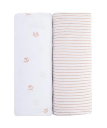 Ely's & Co. Changing Pad Cover | Cradle Sheet Set, 100% Jersey Cotton 2-Pack  Pink Tulip & Stripes Changing Pad Cover Pink Tulip