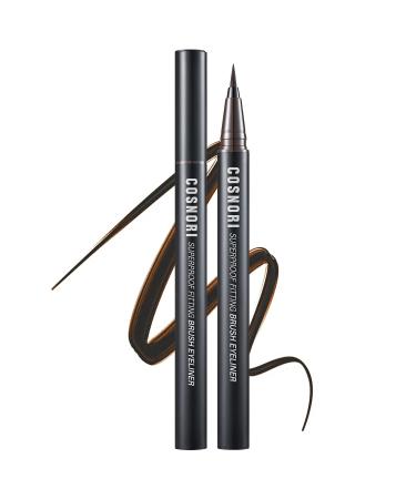 COSNORI Superproof Brush Eyeliner 03 Brown - 24h Pen Eyeliner   Super Slim Lasting Liquid Eye Liner - Smudge  Budge Resistant Wear   Allergen Free - 0.02 fl.oz.