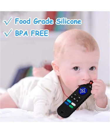 2pcs Silicone Teething Toys for Babies 6-12 Months - Remote Control & Game Controller Shape | BPA Free Molar Teether for Toddlers | Infant Relief Soothe Toys in Black - Buy Online on GoSupps.com