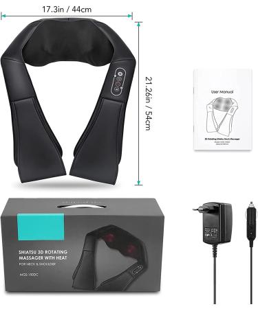 Electric Shiatsu Neck Shoulder Massager with Heat for Deep Tissue Relief - Perfect Christmas Gift in Black - Buy Online on GoSupps.com