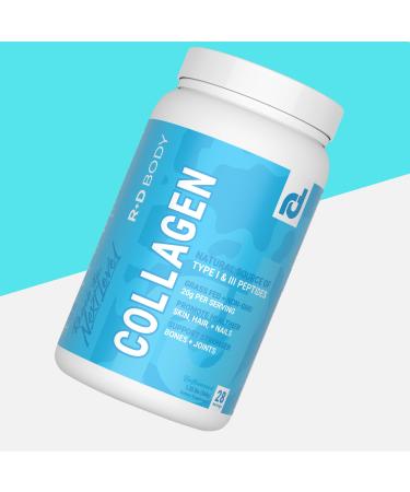 R&D Body Natural Hydrolyzed Collagen Supplement - Grass-Fed Type I & III Peptides Gluten-Free Unflavored Supports Skin Hair Nails Joints - 28 Servings