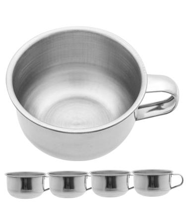 Porgeel Shaving Bowl 5pcs Stainless Steel Shaving Mug with Handle 4.3 * 2in Shaving Mug Shaving Soap Bowl for Home Salon Barber Shop