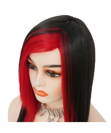 Siudus Red & Black Long Gothic Wig for Women - Heat-Resistant Side Part Cosplay & Halloween - Buy Online on GoSupps.com