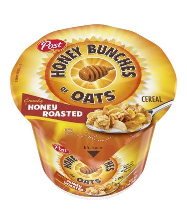 Post Honey Bunches of Oats Honey Roasted Cereal Cups - Whole Grain, Low Fat, 12-Pack (2.1 oz) - Buy Online on GoSupps.com