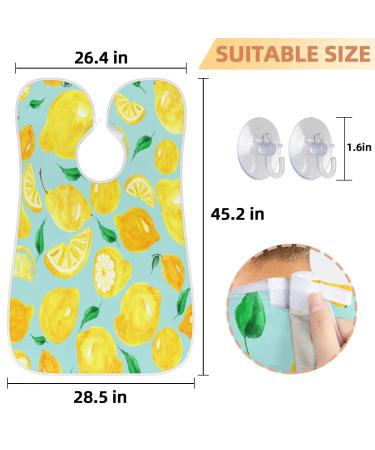 Lemon Pattern Beard Bib Apron - Non-Stick Waterproof Hair Catcher for Men | Perfect Grooming Gift with Suction Cups - Buy Online on GoSupps.com