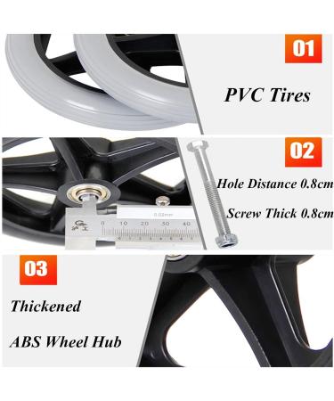 Wheelchair Wheels 6/7/8 Inch Front Caster Disabled Walkers Wheels Anti-Slip Replacement Wheels PVC Solid Tires - Equipped with 8MM Mounting Screw - Buy Online on GoSupps.com