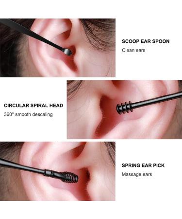 SRG 7 Pack Ear Wax Removal Tool Set - Black Ear Cleaning Kit with Curette Brush & Storage Box - Portable Soothing Anti-Itch Earwax Cleaner - Buy Online on GoSupps.com