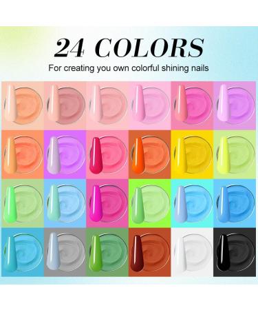 Acrylic Nail Kit 24 Colors Nail Acrylic Powder Acrylic Nail Powder for Acrylic Nails Extension kit Acrylic Powder Kit for Beginner DIY at Home - Buy Online on GoSupps.com