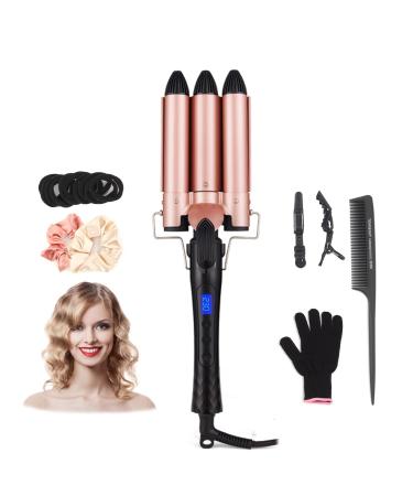 3 Barrels Hair Curler - 25mm Curling Iron Curling Tongs Hair Waver Mermaid Waves Curling Wand Beach Waver Curler 100-230 Quick Heating for Long or Short Hair Styling