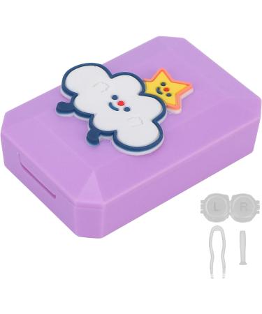 Verdant Touch Cartoon Contact Lens Case Kit - Purple Multi-Colored Holder & Tweezers Set for Easy Use | International Shipping Available - Buy Online on GoSupps.com