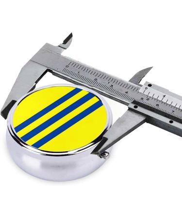 Yellow and Blue Striped Mini Round Pill Box - 3 Compartment Travel Organizer for Home & Office - Buy Online on GoSupps.com