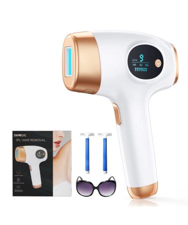 IPL Hair Removal Devices with 9 Energy Levels 3 Functions for Long-Lasting Smooth Skin 999 900 Light pulses Permanent Painless Hair Removal Device for Body Legs armpits White