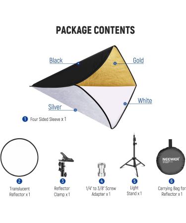 NEEWER 32 5-in-1 Light Reflector Kit with Metal Clamp and Short Stand for Children Studio Photography - Buy Online on GoSupps.com