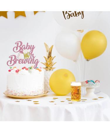 1 Pack Glitter Baby is Brewing Cake Topper for Beer Themed Baby Shower Decoration Beer Baby Gender Reveal Decoration (Pink baby) - Buy Online on GoSupps.com