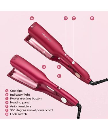 1 Inch Hair Waver Iron Beach Wand Crimper Barrel Curling Iron - Adjustable Heat, Auto Shut-Off, Long Lasting Waves - Dual Voltage - Buy Online on GoSupps.com