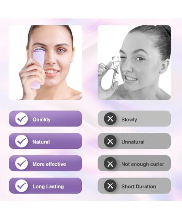 TOUCHBeauty Heated Eyelash Curlers with Silicone Heating Pads Electric Lash Curler Constant Temperature Control Eyelash Curler for Women Quick Natural Curling Purple - Buy Online on GoSupps.com