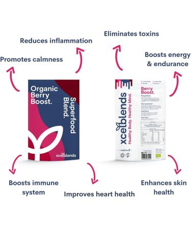Healthxcel Super Berry Boost Powder 150g | Vegan & Organic | Immunity & Heart Health Support | Stress Reduction | Goji, Acai, Beetroot & More - Buy Online on GoSupps.com