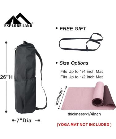 Explore Land Oxford Yoga Mat Storage Bag with Breathable Window and Large Pocket - Fits 1/2 Inch Yoga Mat - Black - Buy Online on GoSupps.com