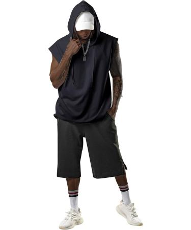 Aixdir Men's Black Workout Hooded Tank Top - Sleeveless Muscle Cut Off T-Shirt for Gym - Buy Online on GoSupps.com