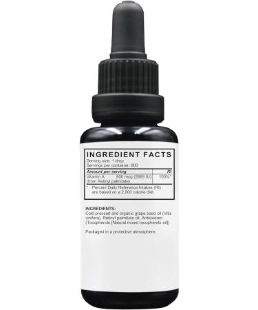 Smart Vitamin A Oil (GSO) 30ml | Vitamin A 800mcg (Retinyl Palmitate) + Organic Grape Seed Oil | UK Made Vegan Liquid | 1 Drop Daily (High Strength) - Buy Online on GoSupps.com