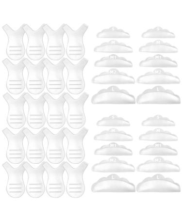 Bodya 20 pieces silicone eyelash curls with 20 pieces Y-shaped eyelash brushes permanent wave pad lash lift rods and eyelashes lift brush refinement lash lift brush for curls eyelashes
