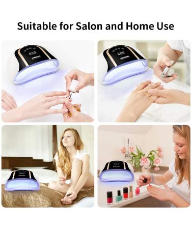 120W UV LED Nail Lamp for Gel Polish - Professional Faster Nail Dryer with 4 Timer Settings and Auto Sensor - Two Hand Curing Lamp with 54 Pcs Light Bead - Buy Online on GoSupps.com
