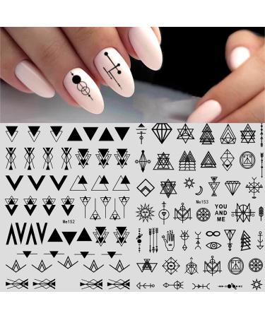 Geometric Nail Art Stickers Decals - 12 Sheets, Black White Triangle Design - Buy Online on GoSupps.com