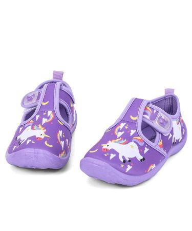 nerteo Boys Girls Cute Aquatic Water Shoes & Beach, Swim, Pool, Water Park & Toddler/Little Kid 9 Toddler Purple/Rainbow/Unicorn