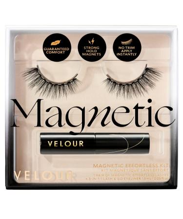 Velour Magnetic Lash, Liner and Eyelash Glue Bundle - Natural & Lightweight Vegan Lashes and Magnetic Lash & Go Eyeliner Set - Glue & Black Liquid Eyeliner Hybrid, Wear up to 30 times - Effortless Kit