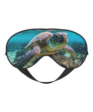 Lord Howe Island Sea Turtle Print Double Sided Eye Mask Blackout Eye Mask All Night Sleep Eye Mask for Women Men
