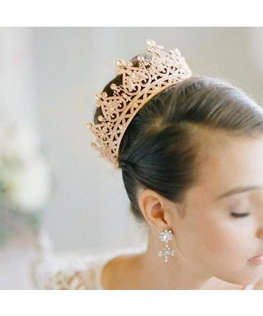 YYOEMAS Round Crystal Queen Crown - Rose Gold Rhinestone Tiara for Women | Bridal Birthday Party, Wedding, Pageant Hair Accessory - Buy Online on GoSupps.com